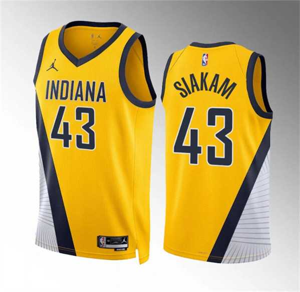 Men%27s Indiana Pacers #43 Pascal Siakam Yelllow Statement Edition Stitched Basketball Jersey Dzhi->indiana pacers->NBA Jersey